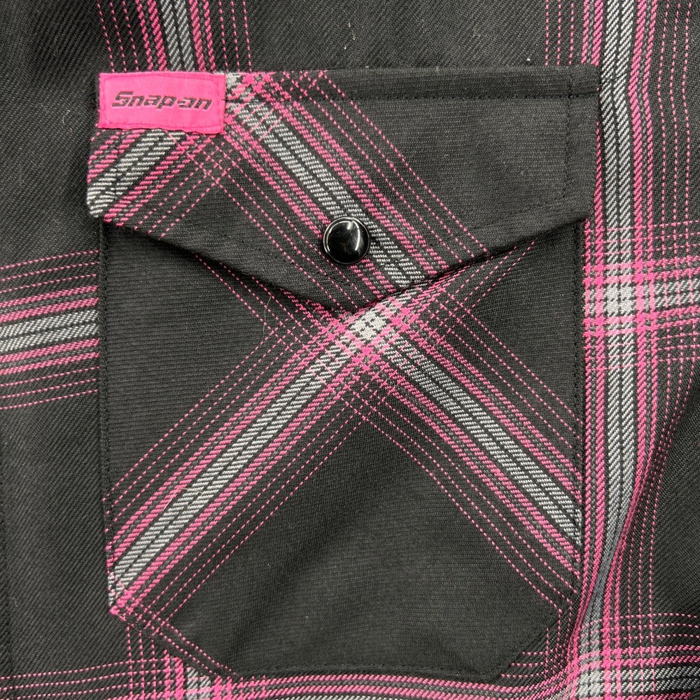 Dixxon Flannel Limited Edition Plaid Pearl Snap Shirt Men Medium Black Pink - Picture 2 of 12